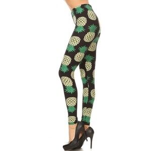3X-5X/X-Plus Size Women Buttery Soft Green‎ Pineapple Leggings